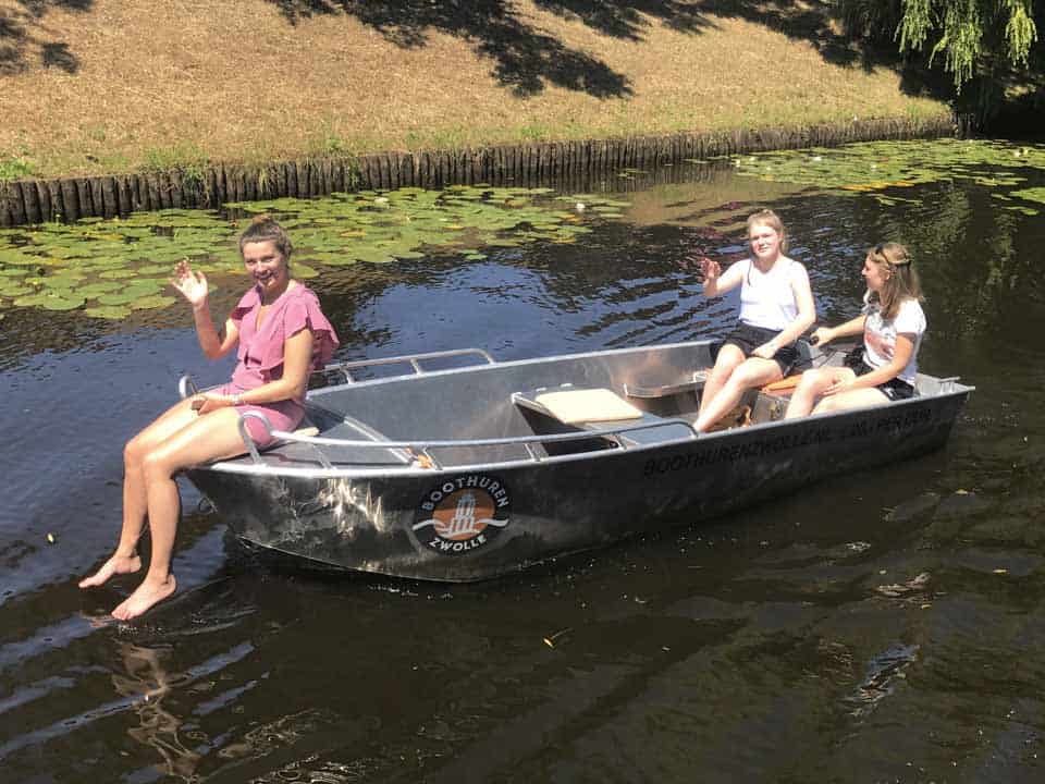 Silent and eco-friendly cruising through Zwolle's canals with a rented e-boot